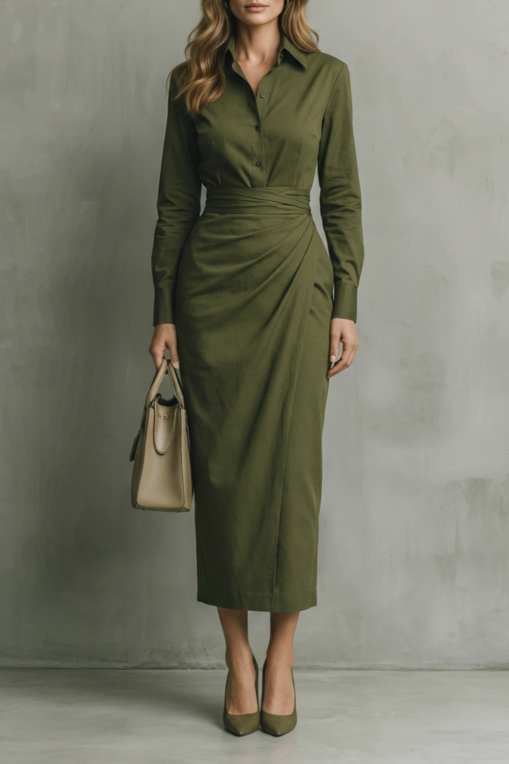 Long Sleeve Midi Tailored Elegance For Autumn & Winter