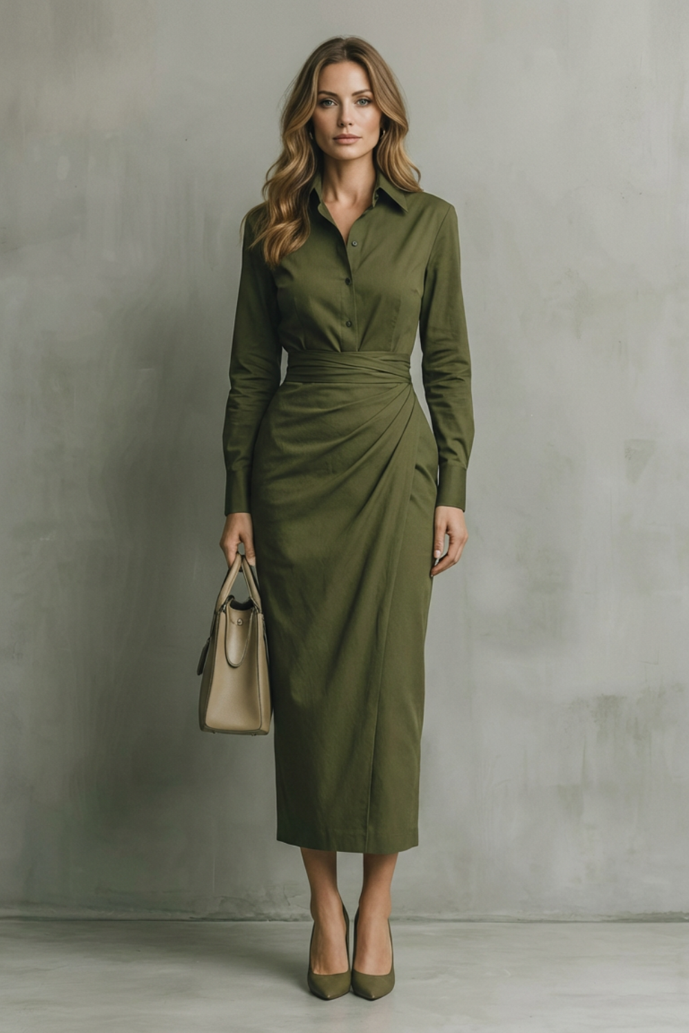 Long Sleeve Midi Tailored Elegance For Autumn & Winter