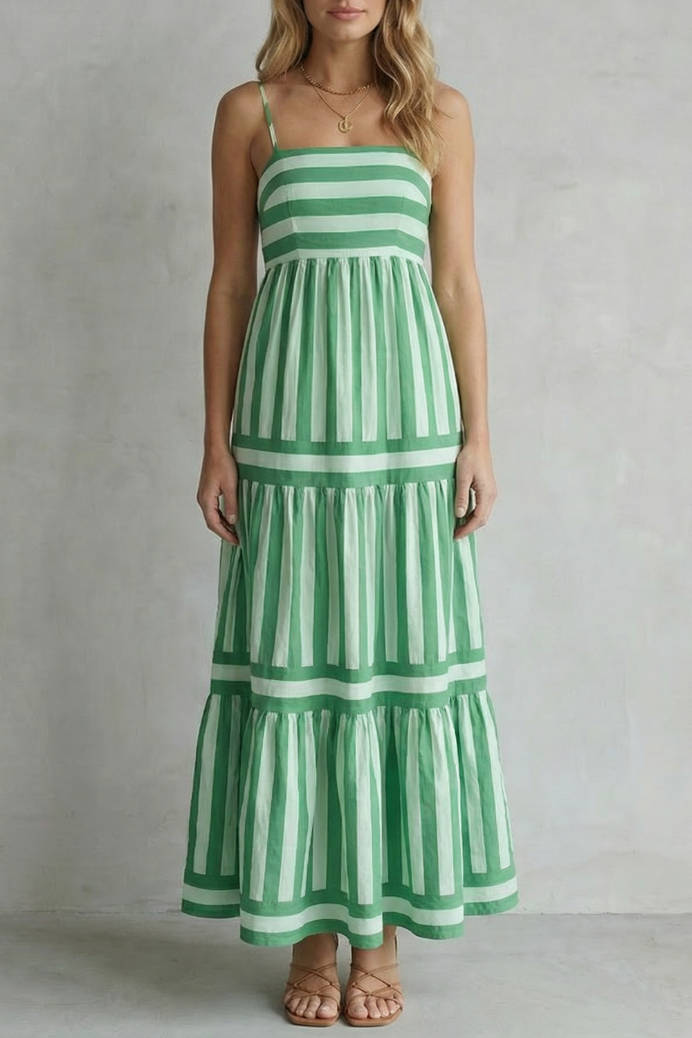 Striped Strappy Maxi Dress