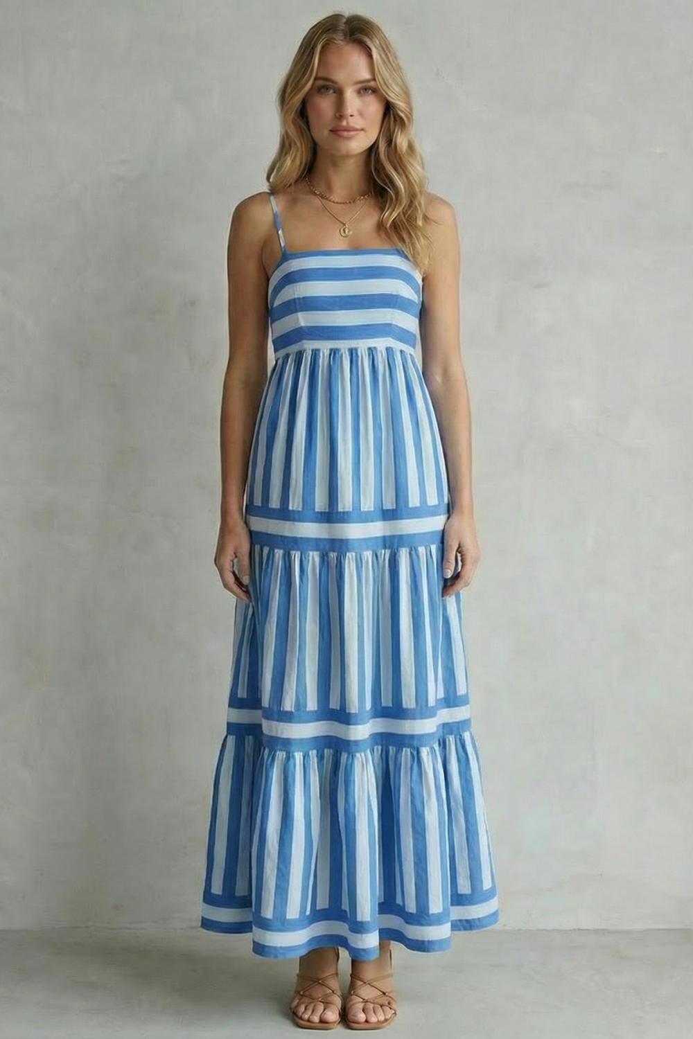 Striped Strappy Maxi Dress