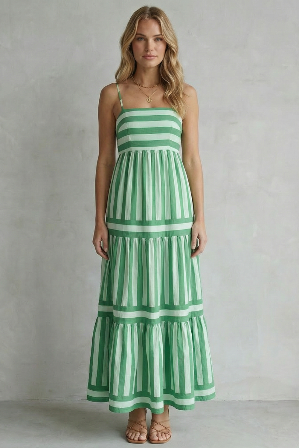 Striped Strappy Maxi Dress