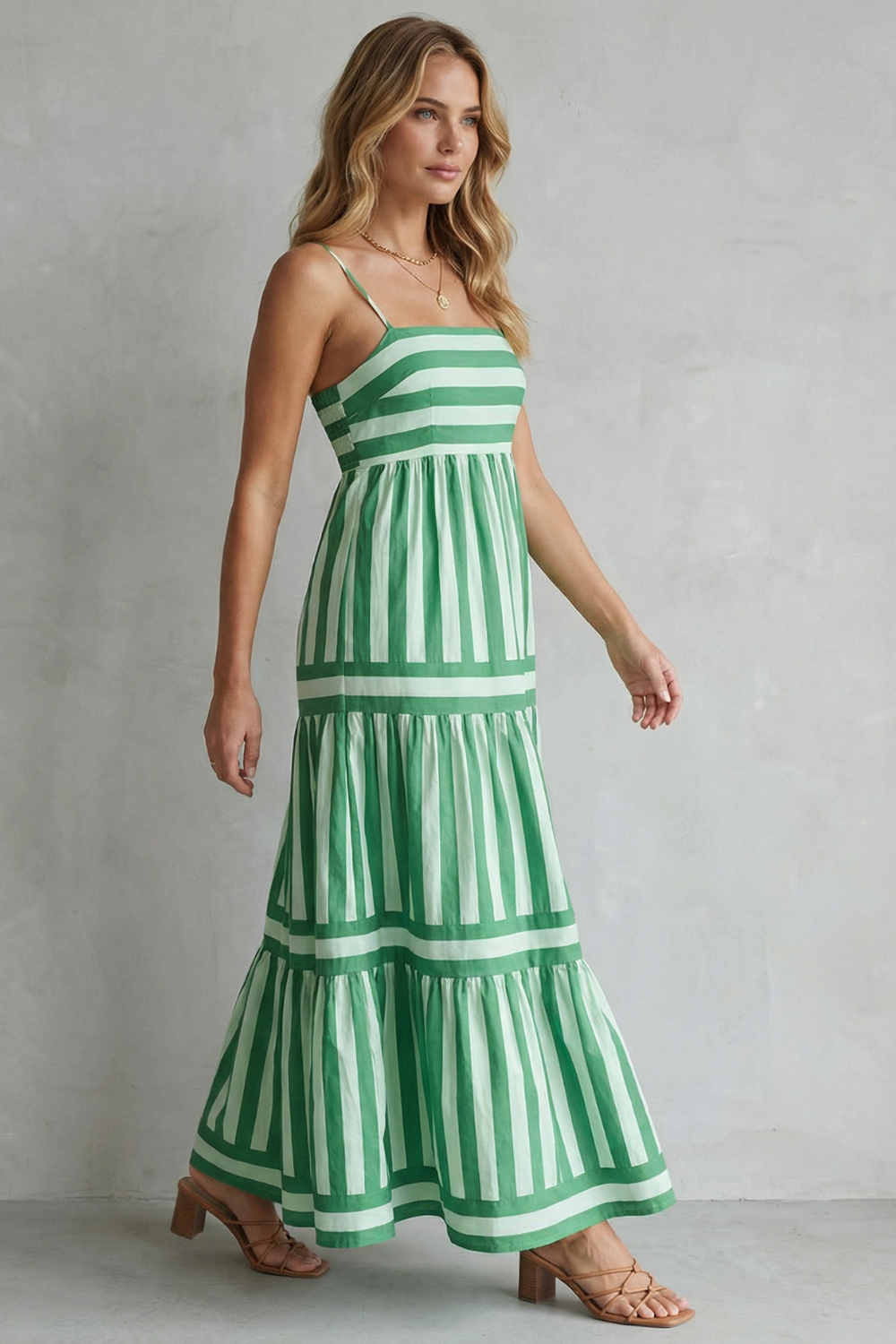 Striped Strappy Maxi Dress