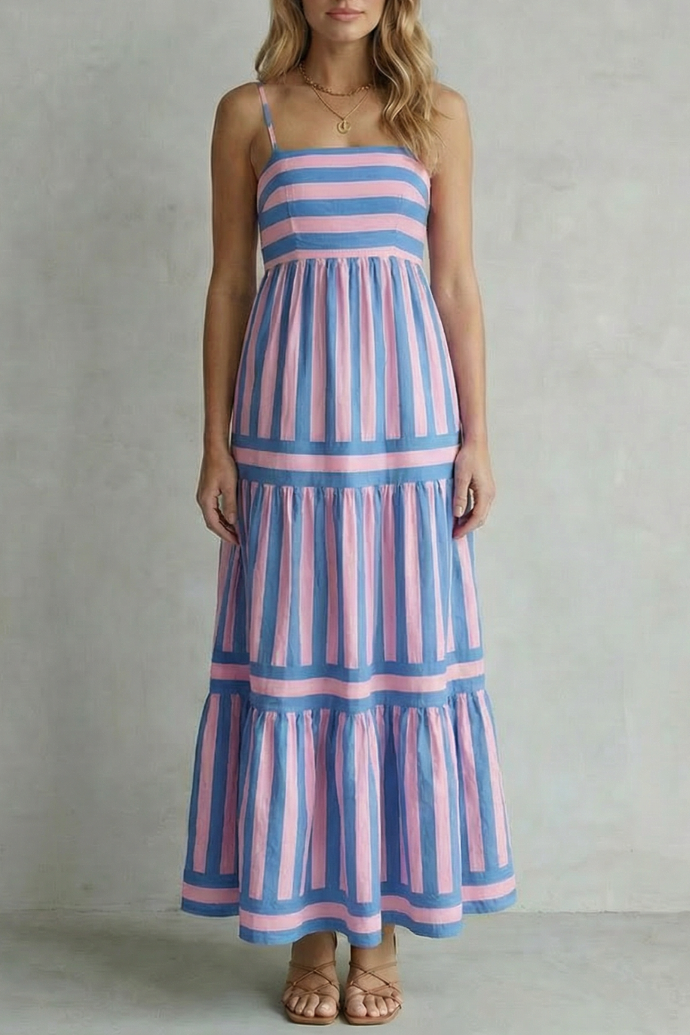 Striped Strappy Maxi Dress