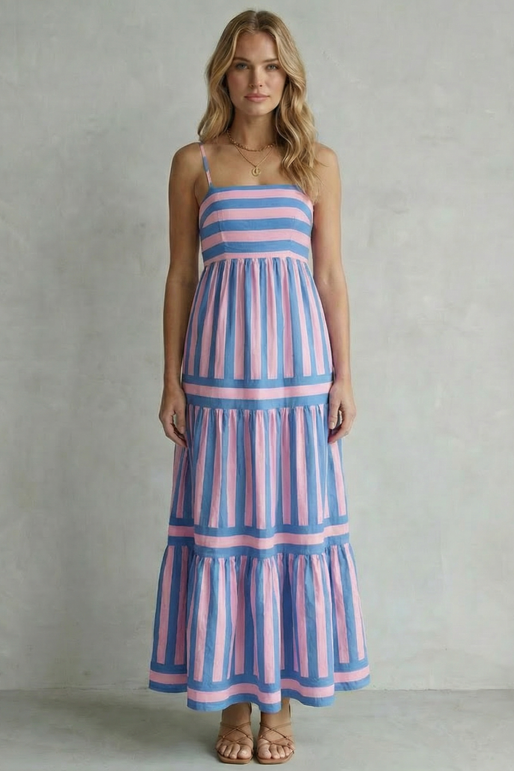 Striped Strappy Maxi Dress