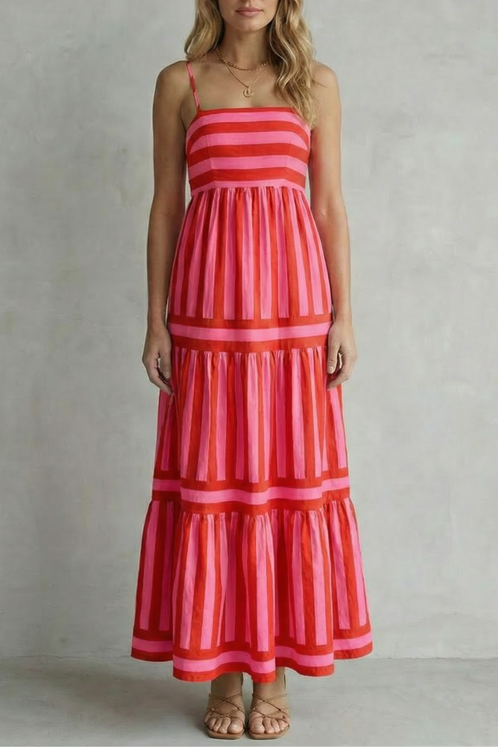 Striped Strappy Maxi Dress