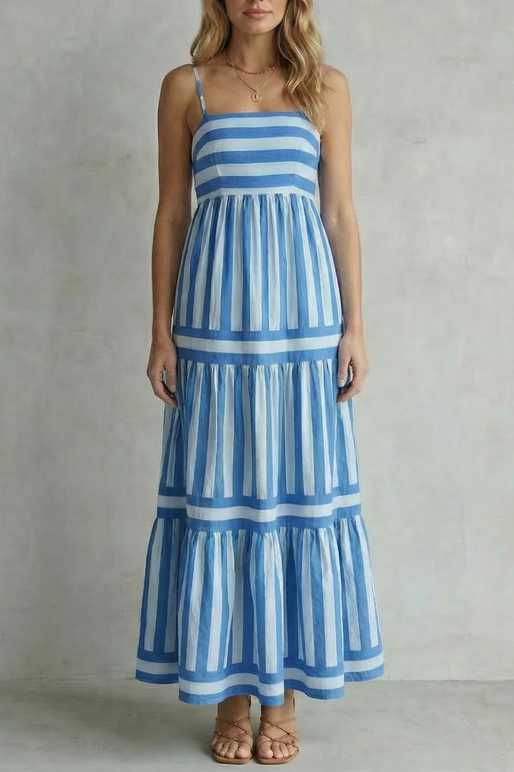 Striped Strappy Maxi Dress