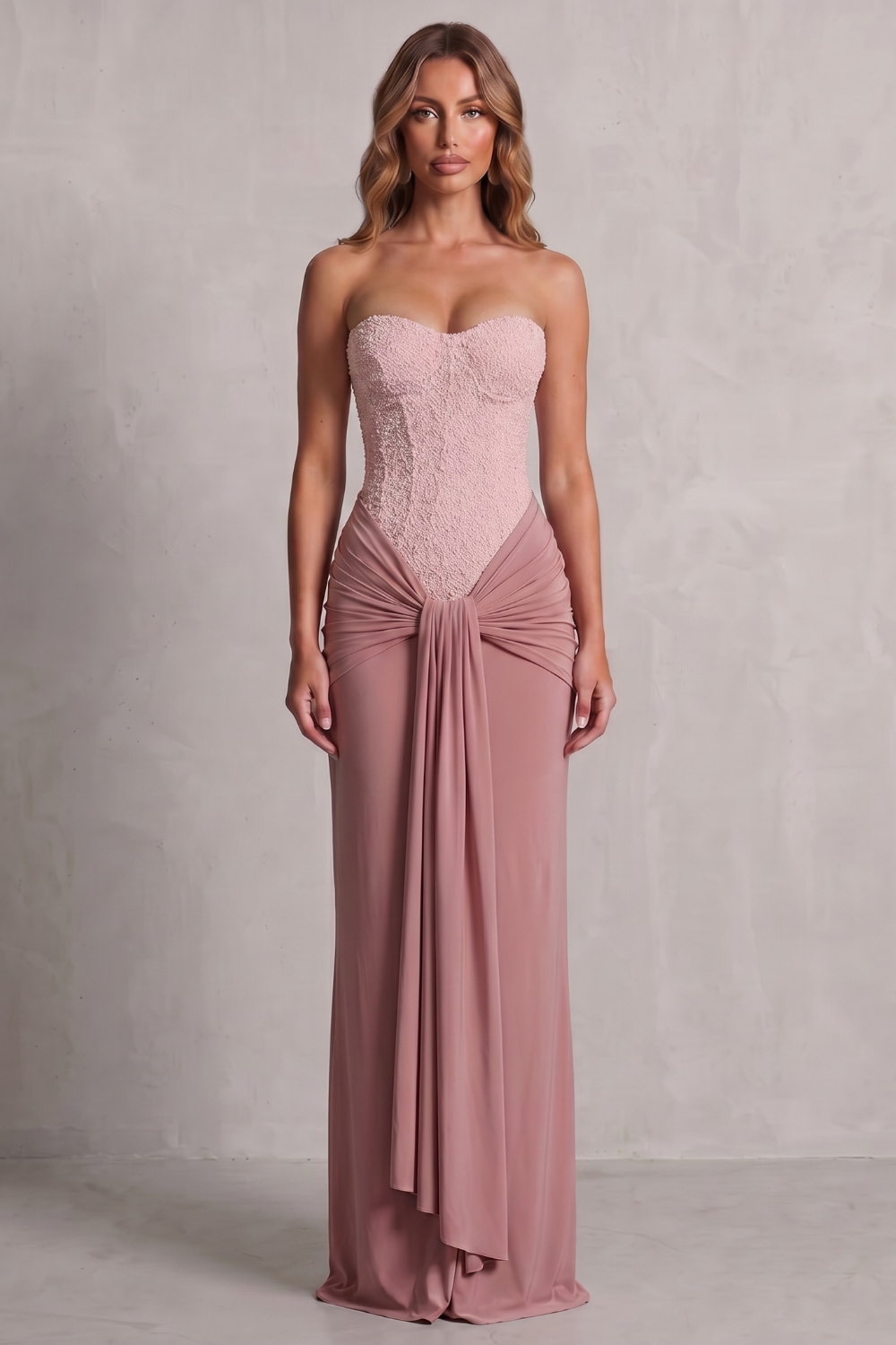 Carinelle – Draped satin elegance – Maxi dress