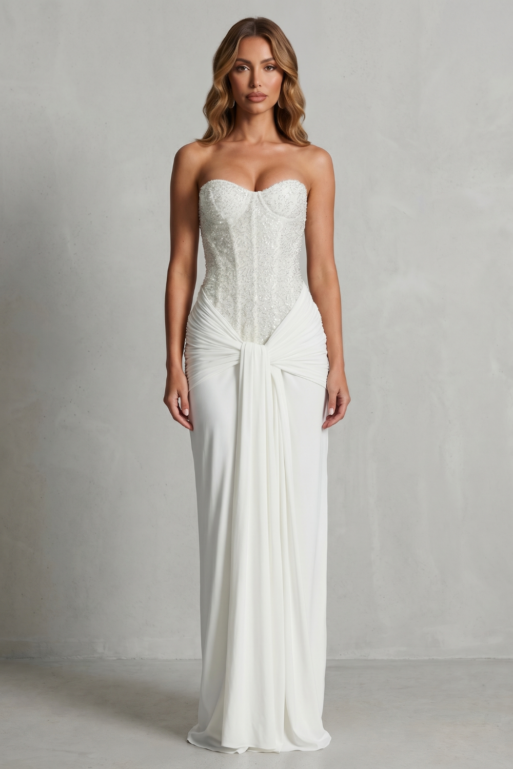 Carinelle – Draped satin elegance – Maxi dress