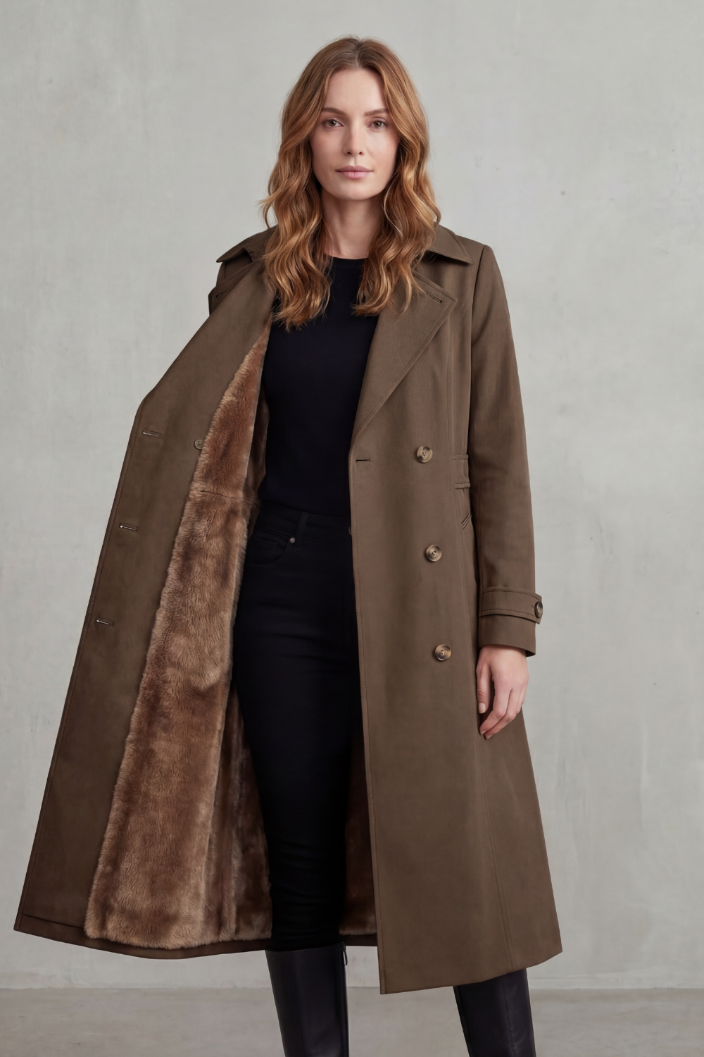 Tailored Knee Length Double-Breasted Winter Coat