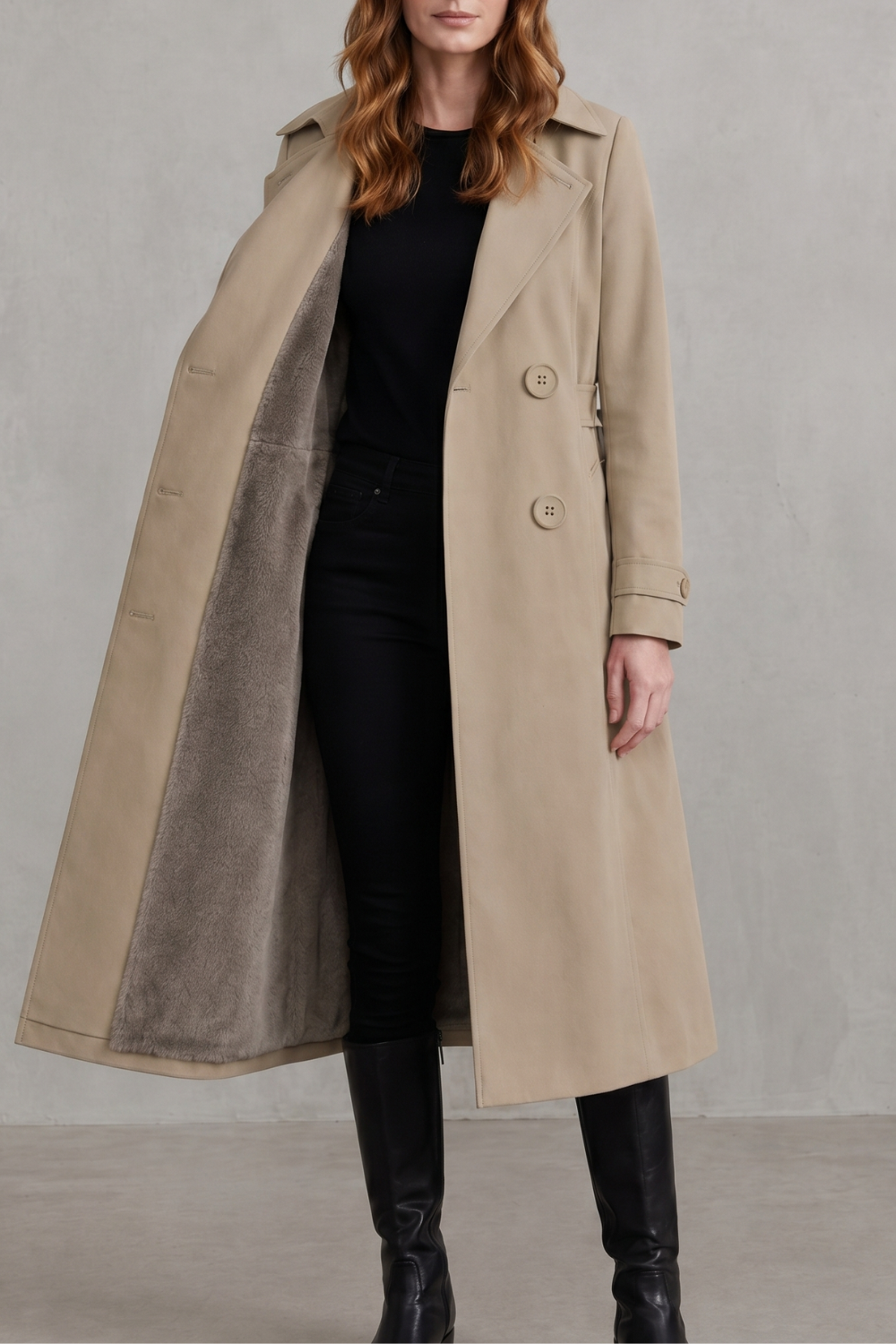 Tailored Knee Length Double-Breasted Winter Coat