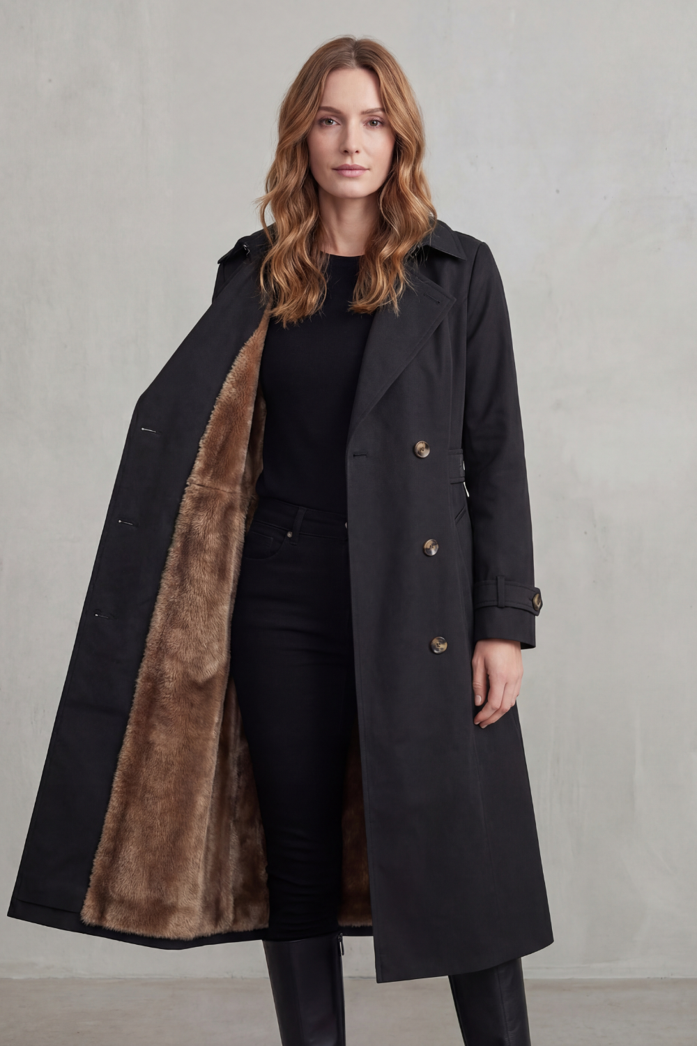 Tailored Knee Length Double-Breasted Winter Coat