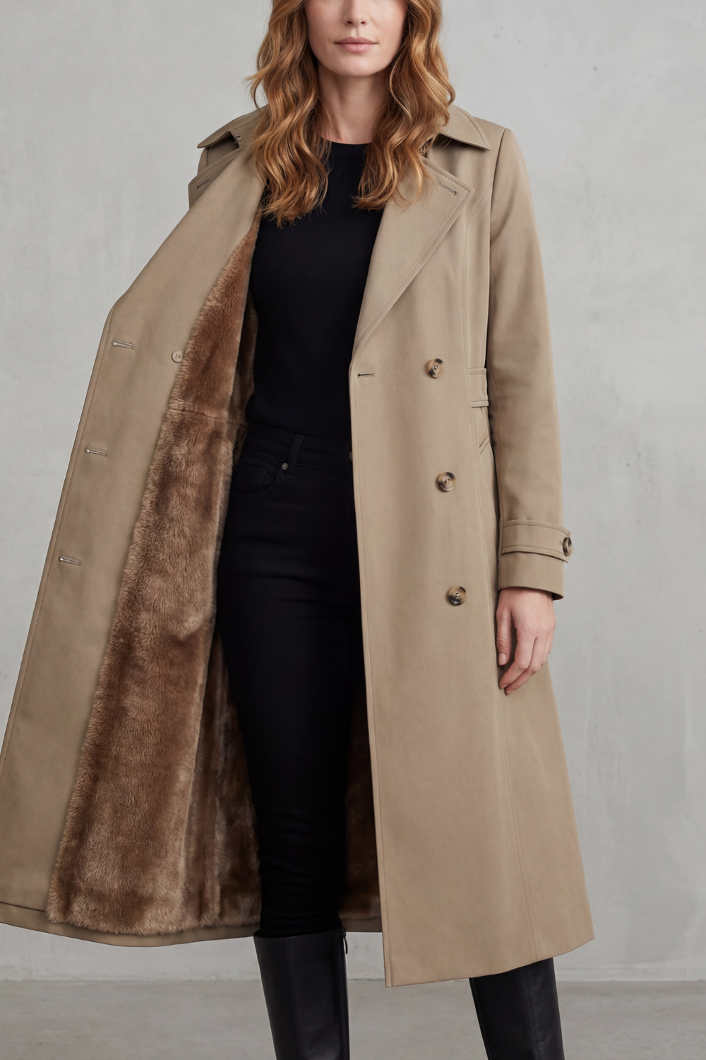 Tailored Knee Length Double-Breasted Winter Coat