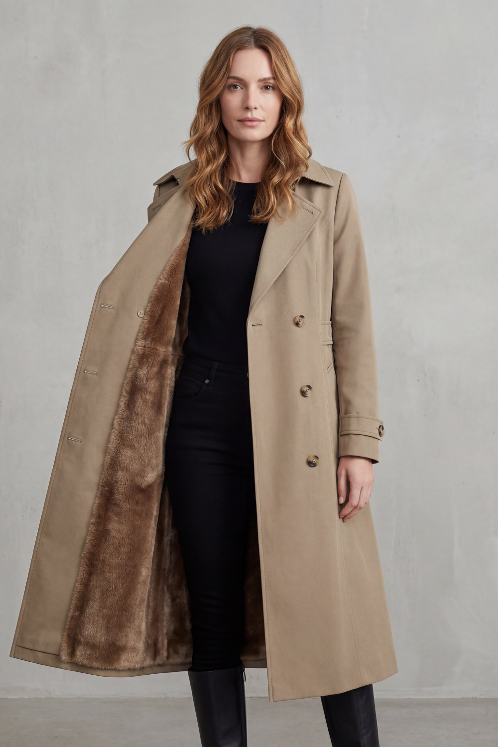Tailored Knee Length Double-Breasted Winter Coat