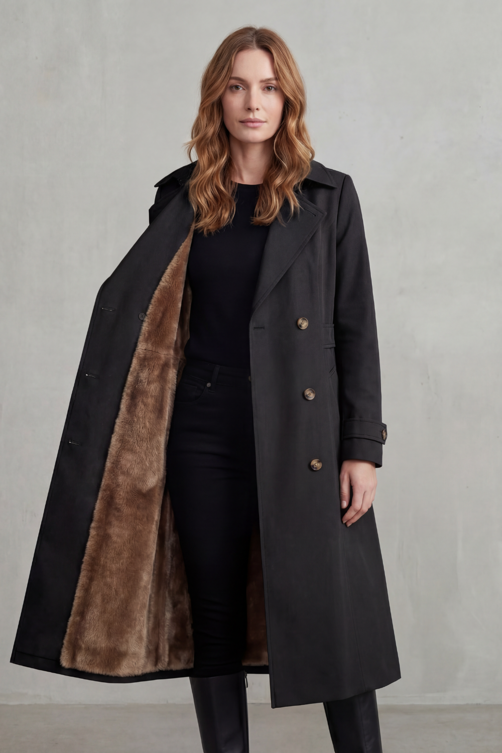 Tailored Knee Length Double-Breasted Winter Coat