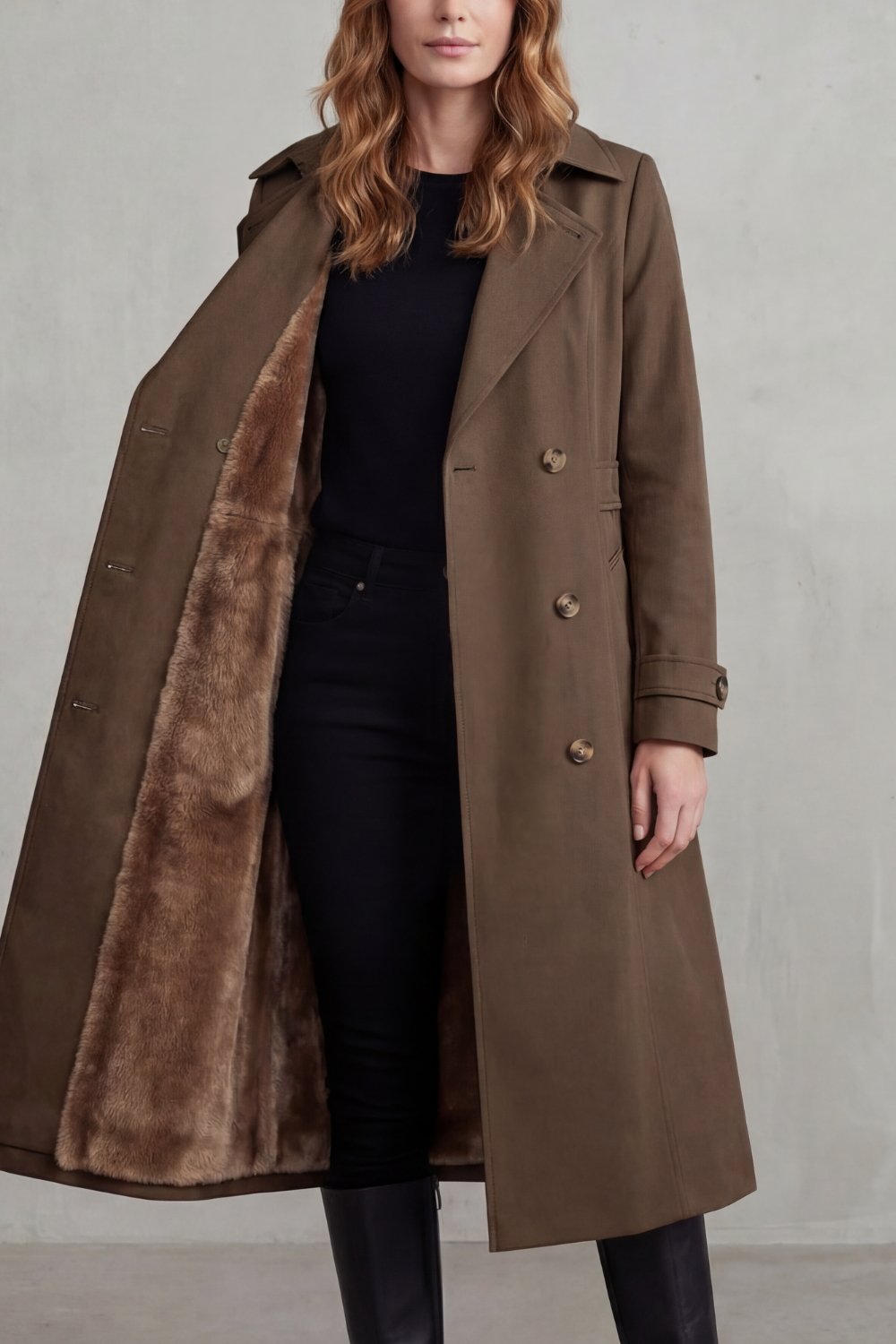Tailored Knee Length Double-Breasted Winter Coat