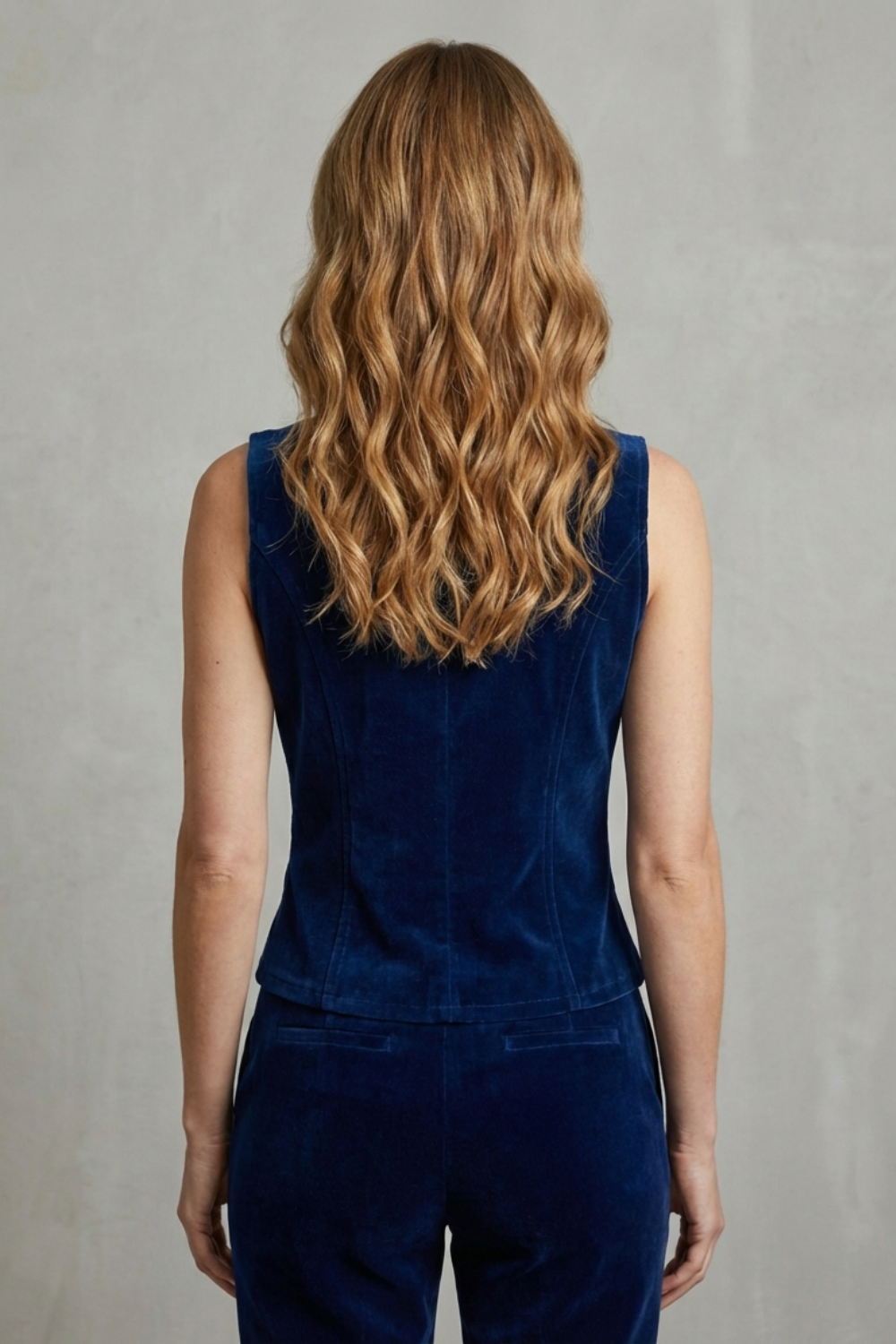 Stand Collar Button Front Velvet Military Vest