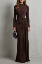 Crew Neck Pleated Elegant Silhouette