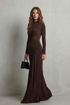 Crew Neck Pleated Elegant Silhouette