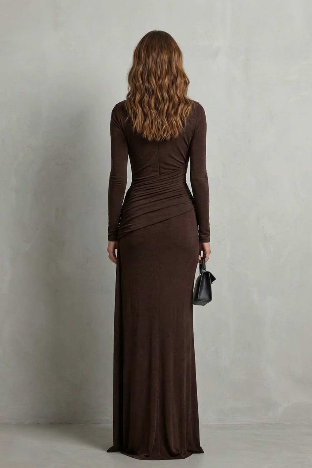 Crew Neck Pleated Elegant Silhouette