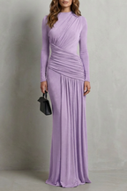 Crew Neck Pleated Elegant Silhouette