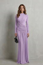 Crew Neck Pleated Elegant Silhouette