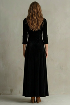 Tailored Velvet Elegant Buttoned Swing Skirt With Lapel Detail