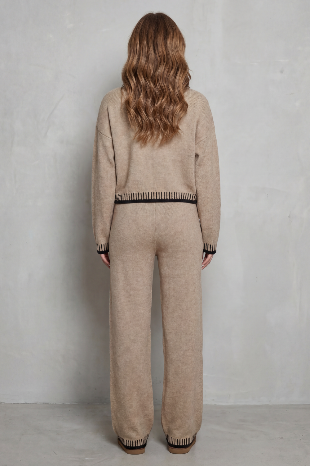 V Neck Wide-Leg Knit Loungewear Set