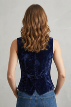 V Neck Sleeveless Velvet Blouse