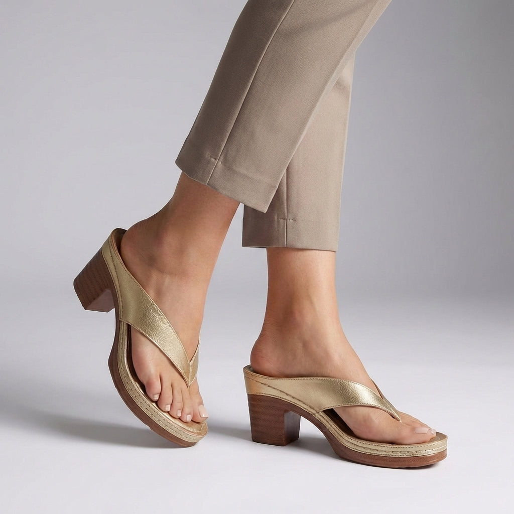 Block Heel Thong Sandals Platform Sole Summer