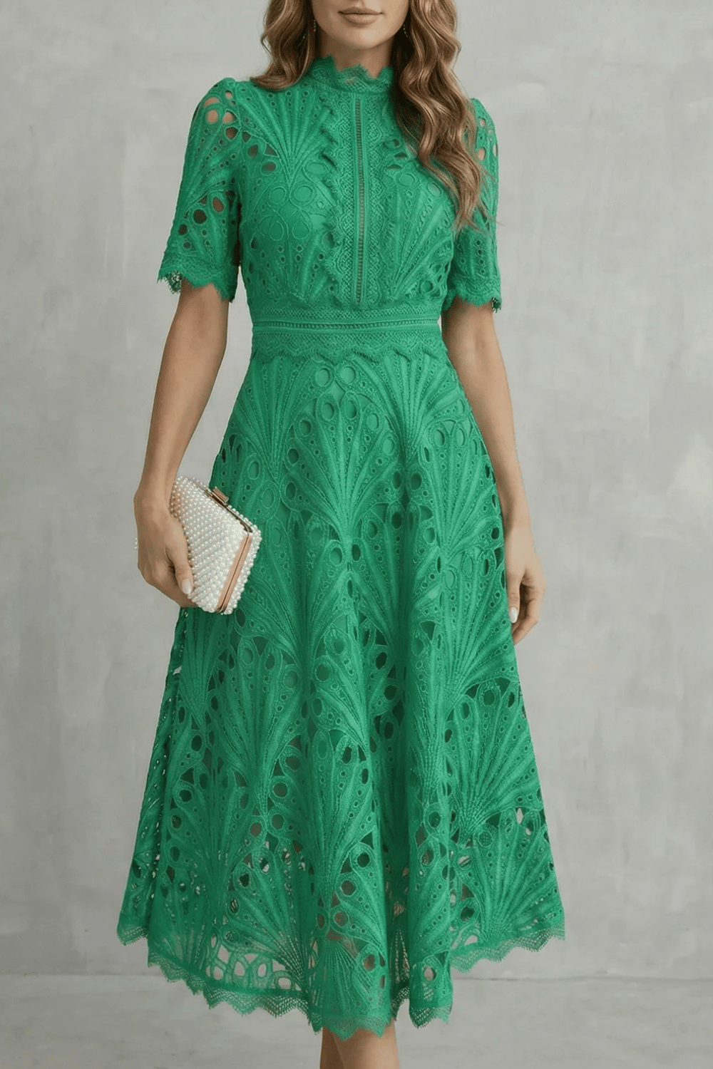 High Neck A-Line High-Neck Midi Dress