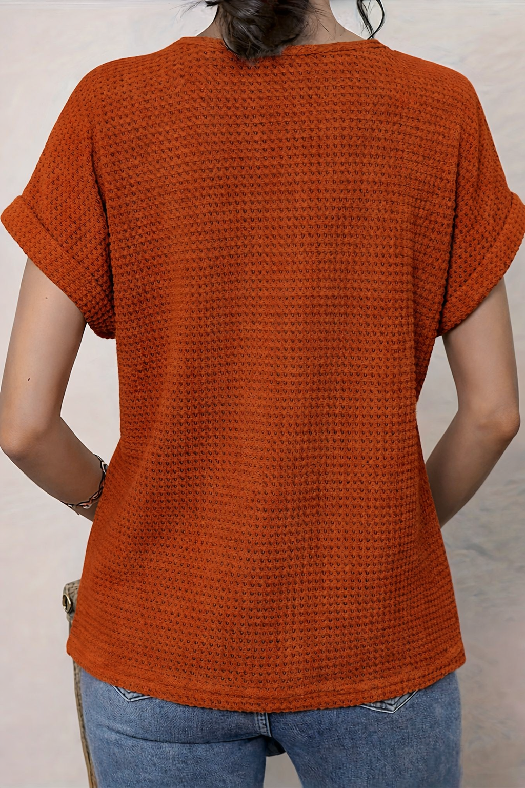 Round Neck Top Lace Trim Relaxed Long Sleeve Knit