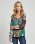 Boho Patchwork Blouse Colourful Casual Relaxed