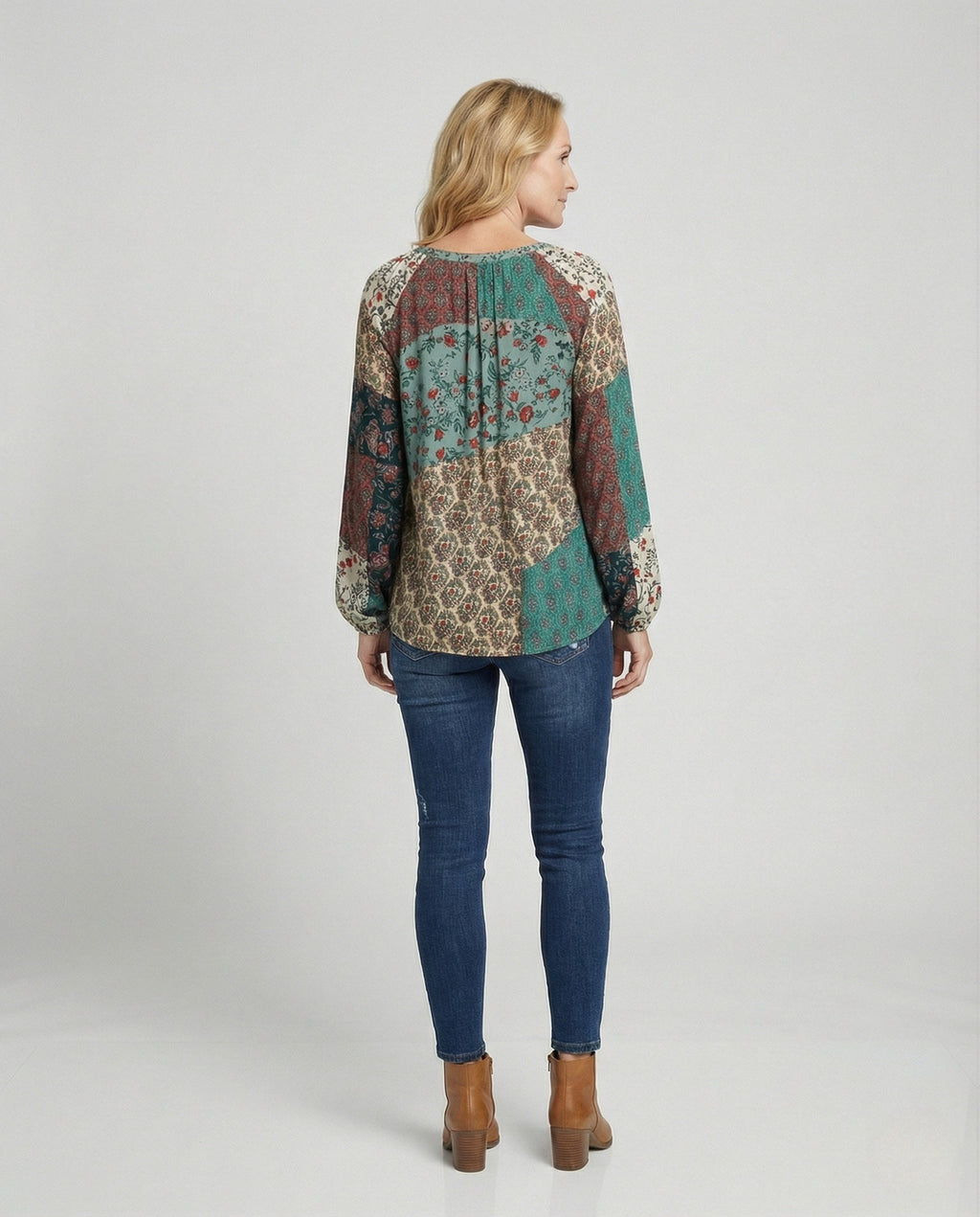 Boho Patchwork Blouse Colourful Casual Relaxed