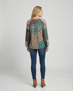 Boho Patchwork Blouse Colourful Casual Relaxed