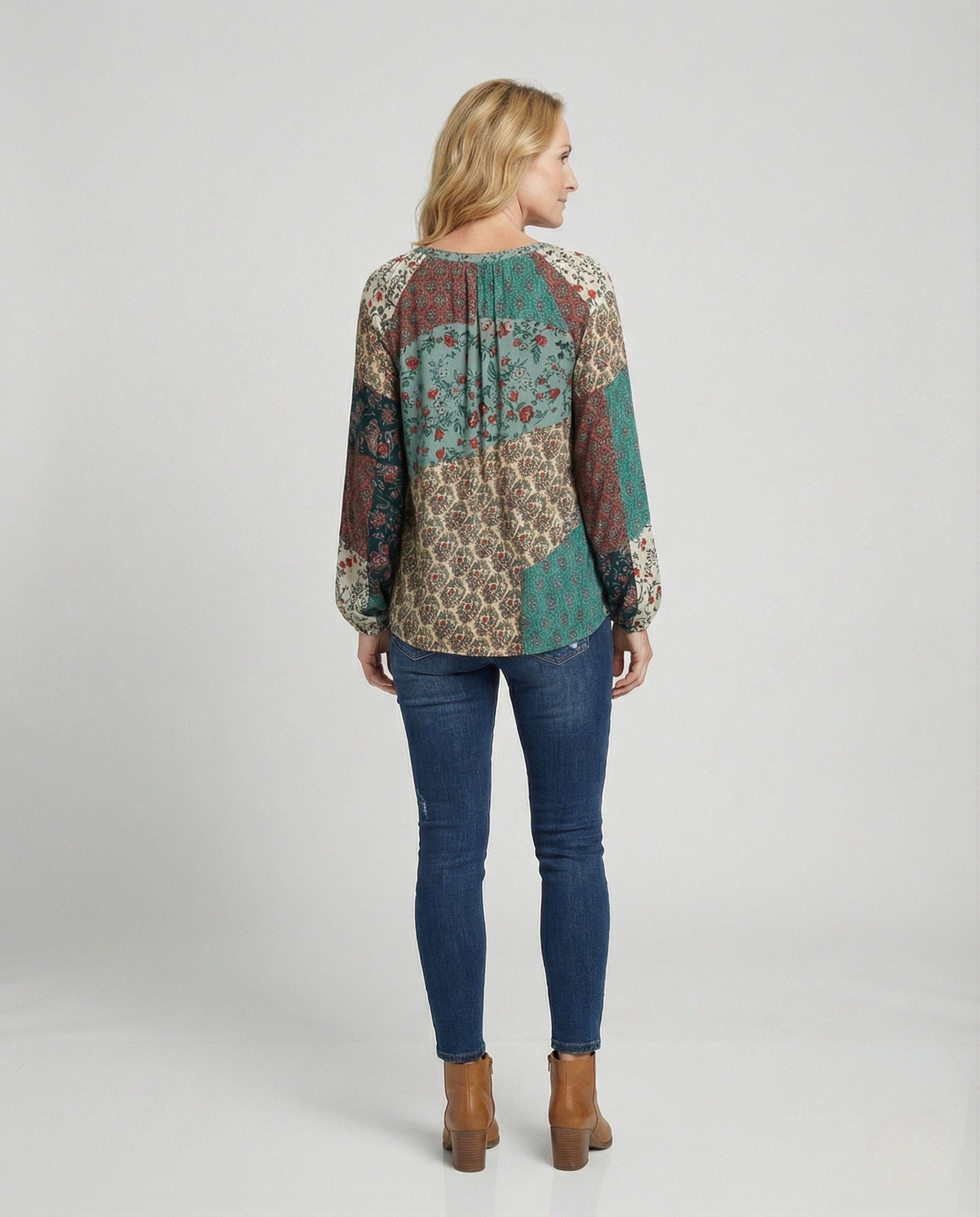Boho Patchwork Blouse Colourful Casual Relaxed