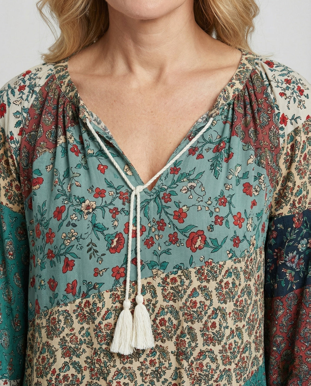 Boho Patchwork Blouse Colourful Casual Relaxed