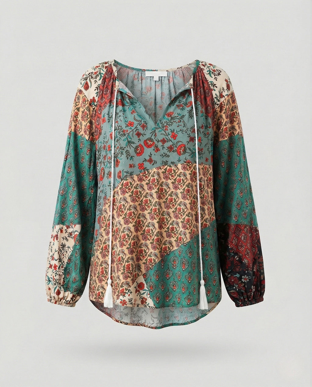 Boho Patchwork Blouse Colourful Casual Relaxed