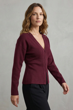 V Neck Knit Knitted Slim Jacket & Skirt Set