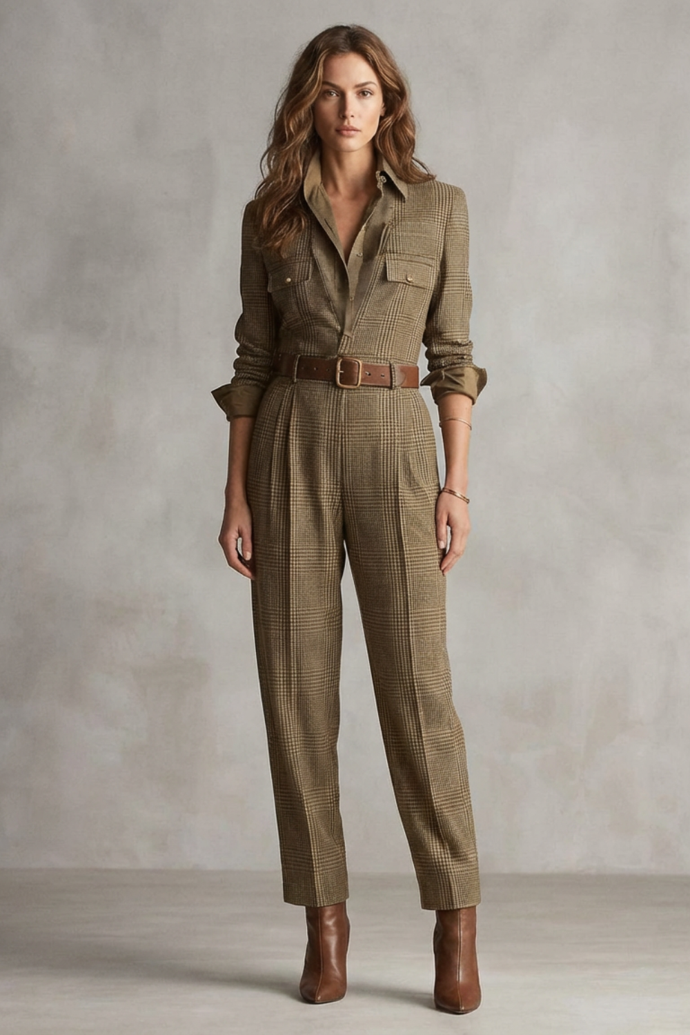 Plaid Tailored Jumpsuit