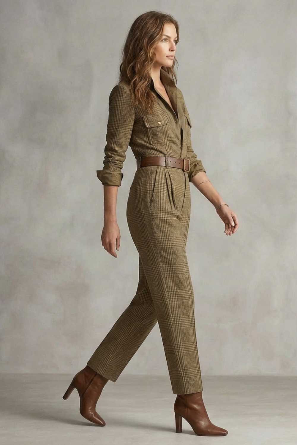 Plaid Tailored Jumpsuit