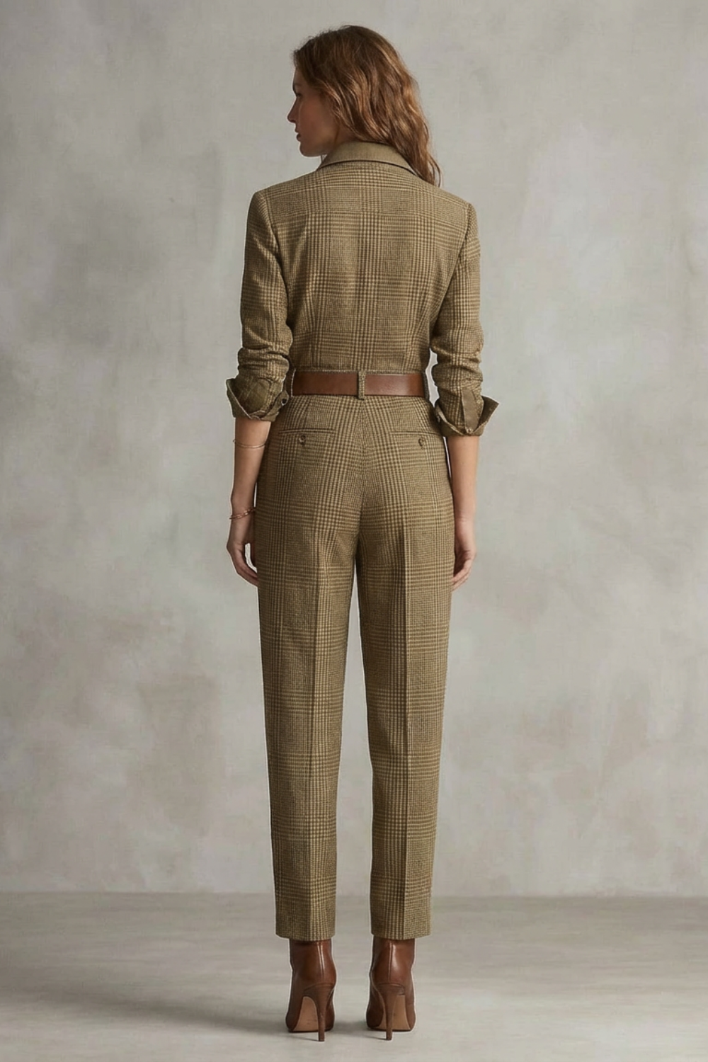 Plaid Tailored Jumpsuit