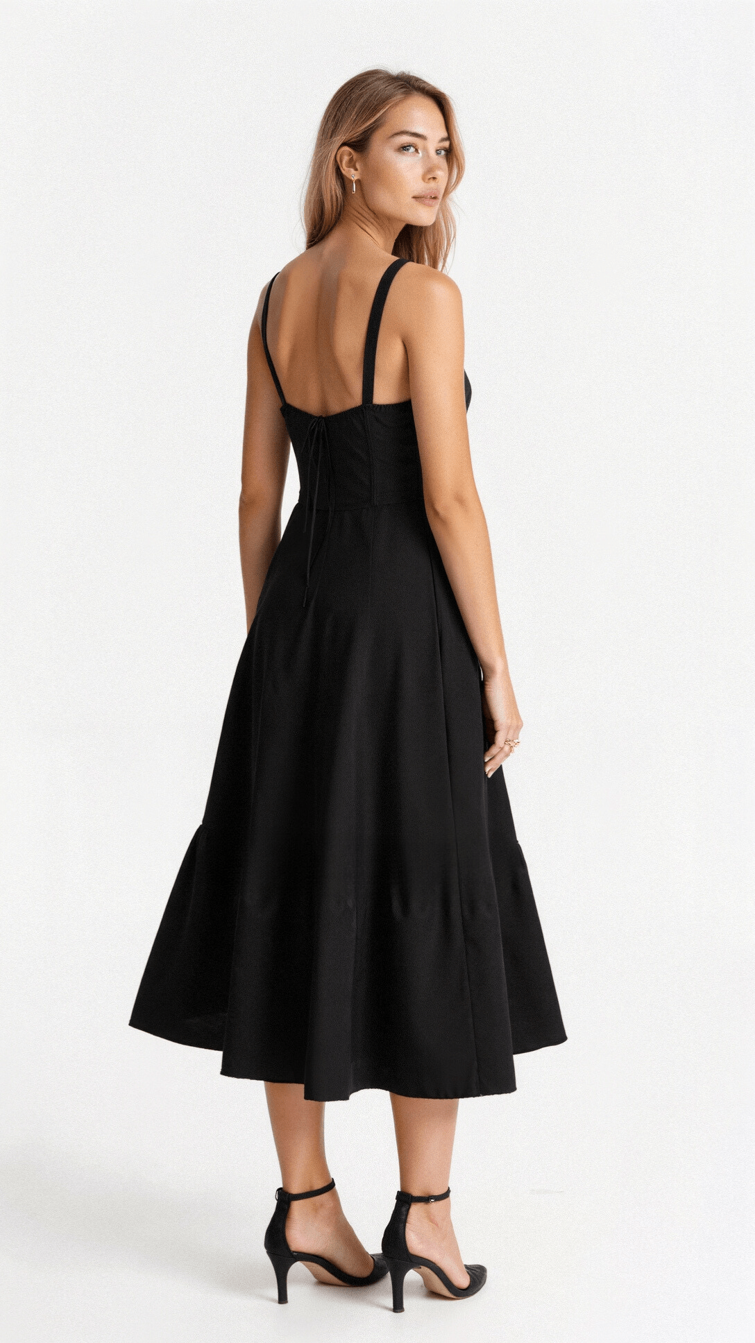 Floral Midi Dress Corset Bodice Thin Straps
