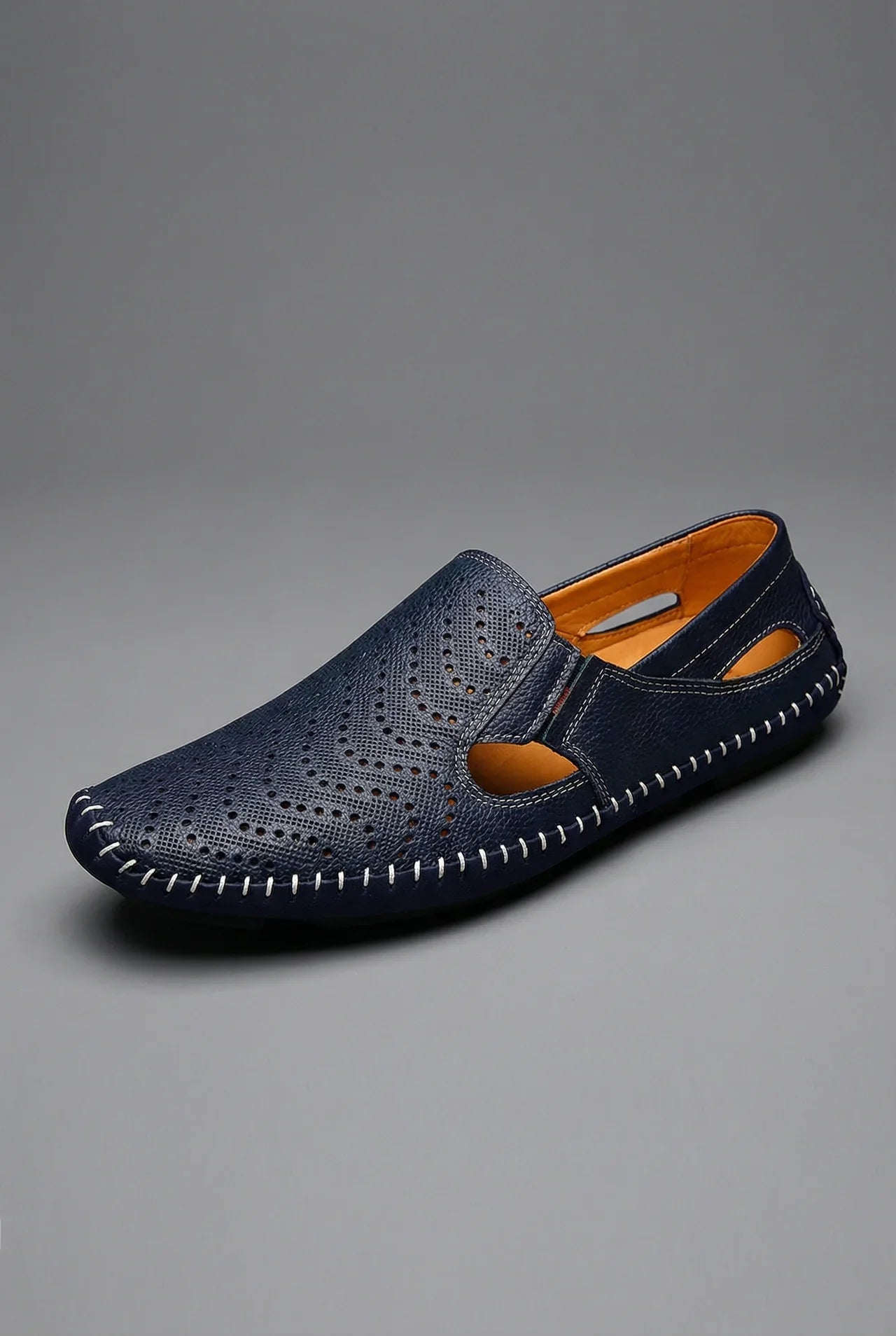 Mens Slip On Loafers Breathable Perforated Casual