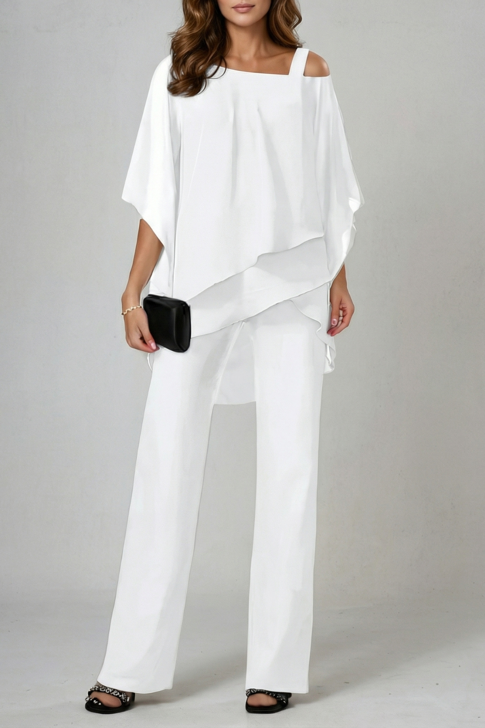 Off Shoulder Wide-Leg Top And Trouser Set