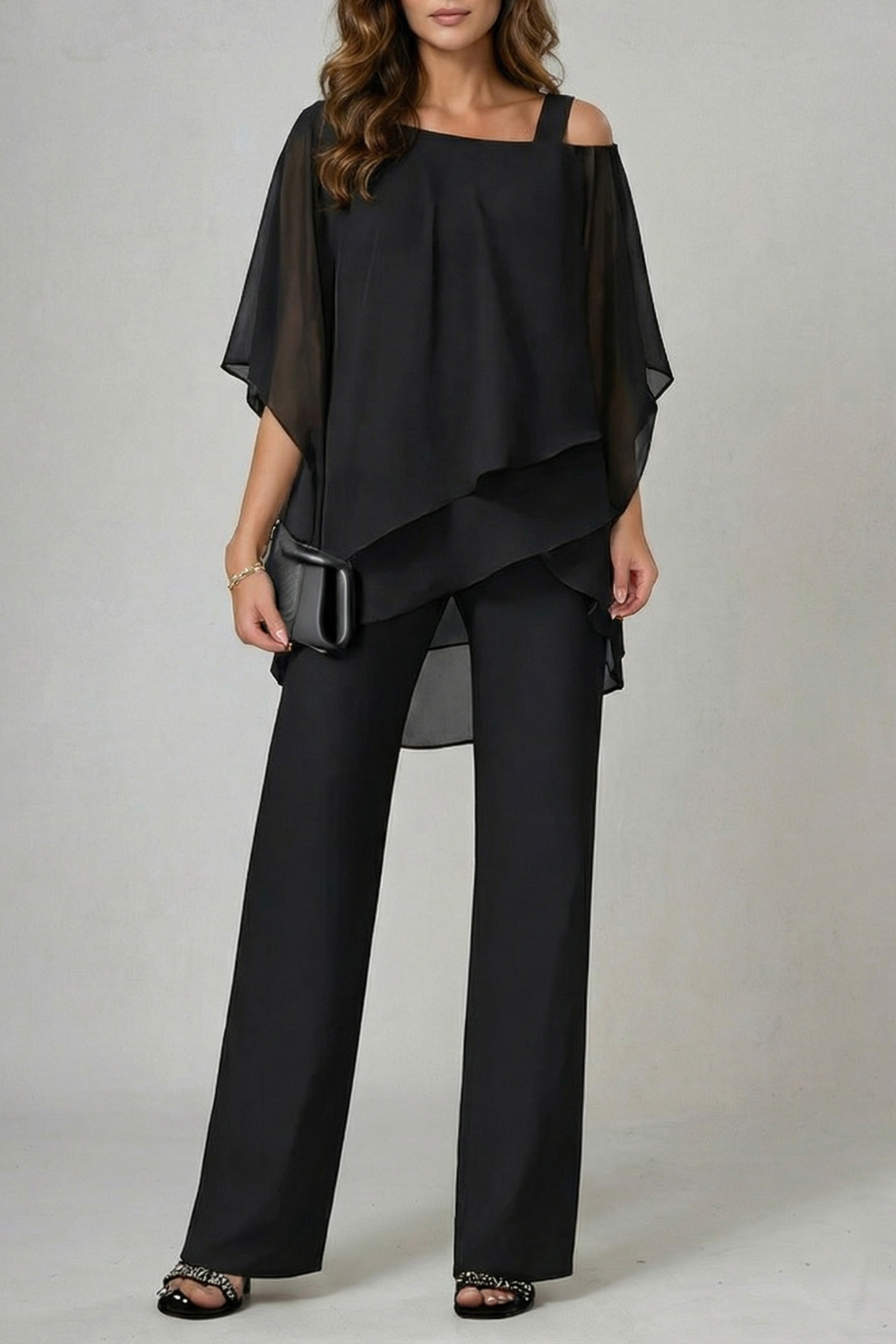 Off Shoulder Wide-Leg Top And Trouser Set
