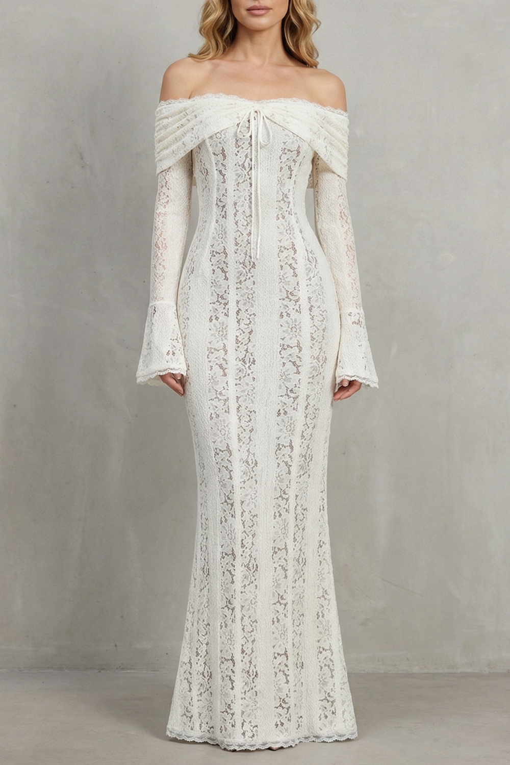 Bodycon Lace Off Shoulder Maxi Dress