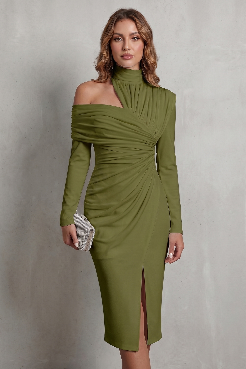 Élarise – Draped couture elegance – Midi dress