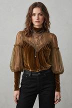 Velvet Turtleneck Blouse