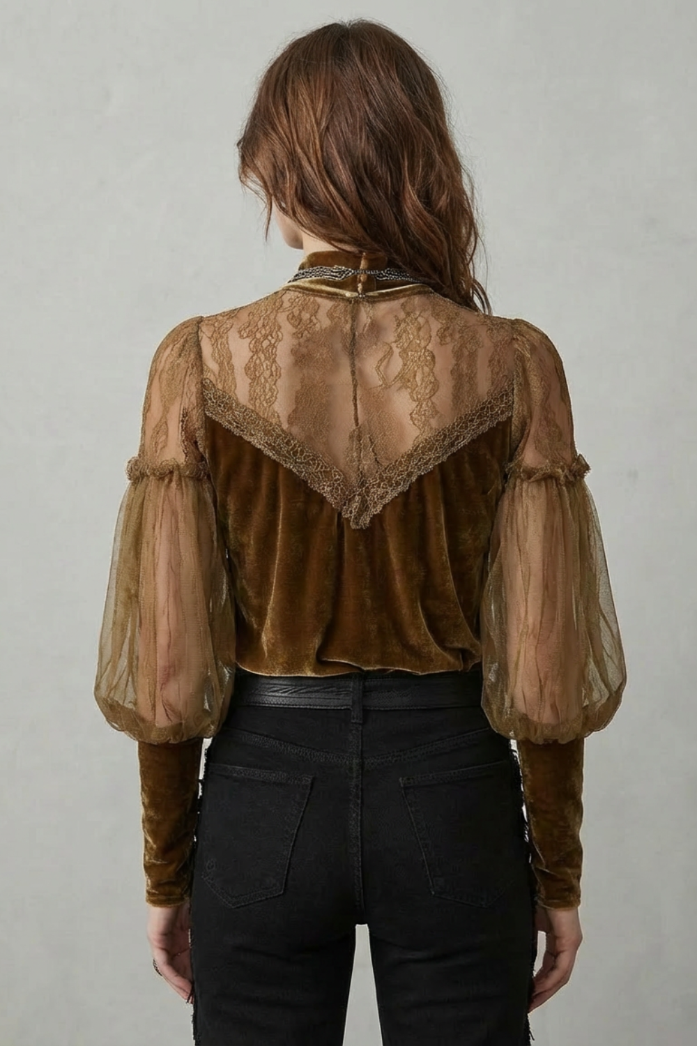 Velvet Turtleneck Blouse