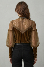 Velvet Turtleneck Blouse